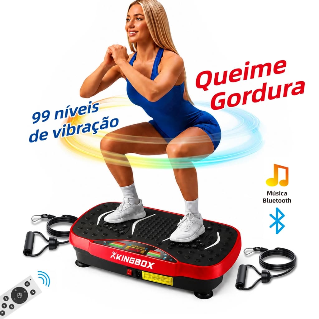 Plataforma Vibratória Fitness Bivolt 110/220V Massagem nos Pés Tonificação Treino em Casa Bluetooth Controle Remoto