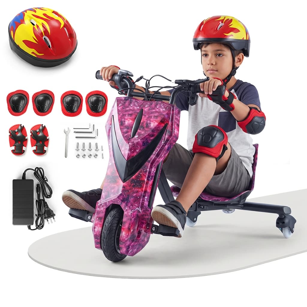 Triciclo Infantil Elétrico Drift 3 Velocidades Ajustáveis Bluetooth MP3 com Luzes LED e Bandeirinha