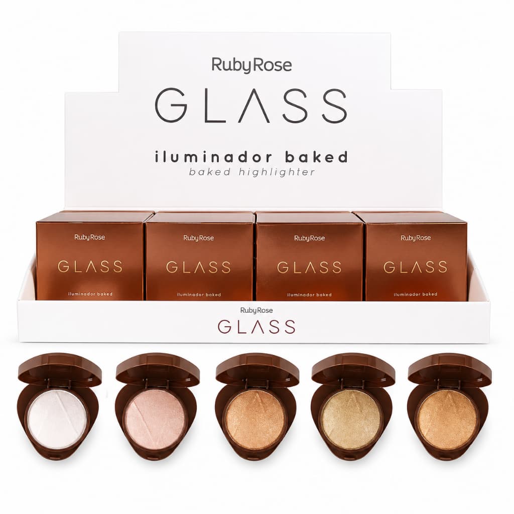 Iluminador Glass Baked Ruby Rose Compacto Marmorizado Acetinado Iluminado