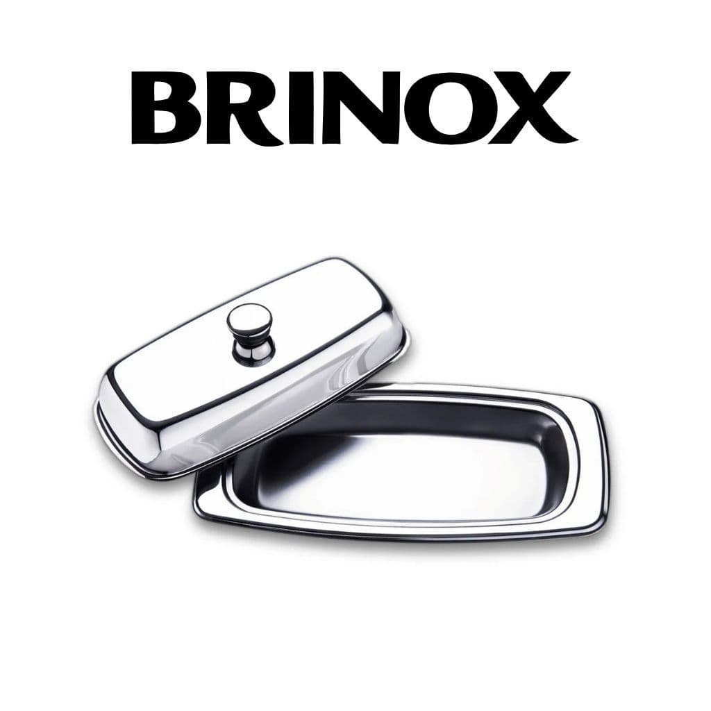 Manteigueira Brinox Átina Retangular Aço Inox com Tampa Porta Manteiga Margarina Geladeira Mesa Café da Manhã Casa