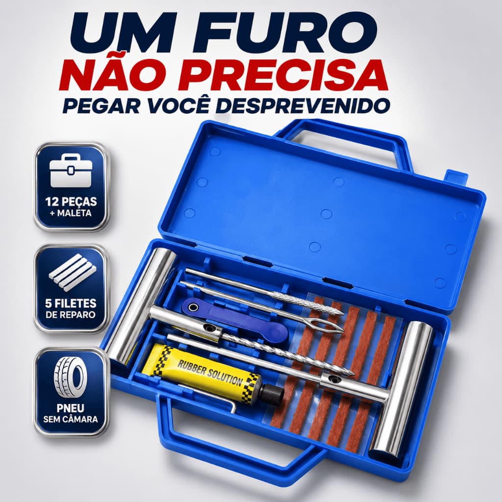 Kit Reparo com Refil Metal Linha Profissional Borracheiro Refil Modelo Macarrão Reparo