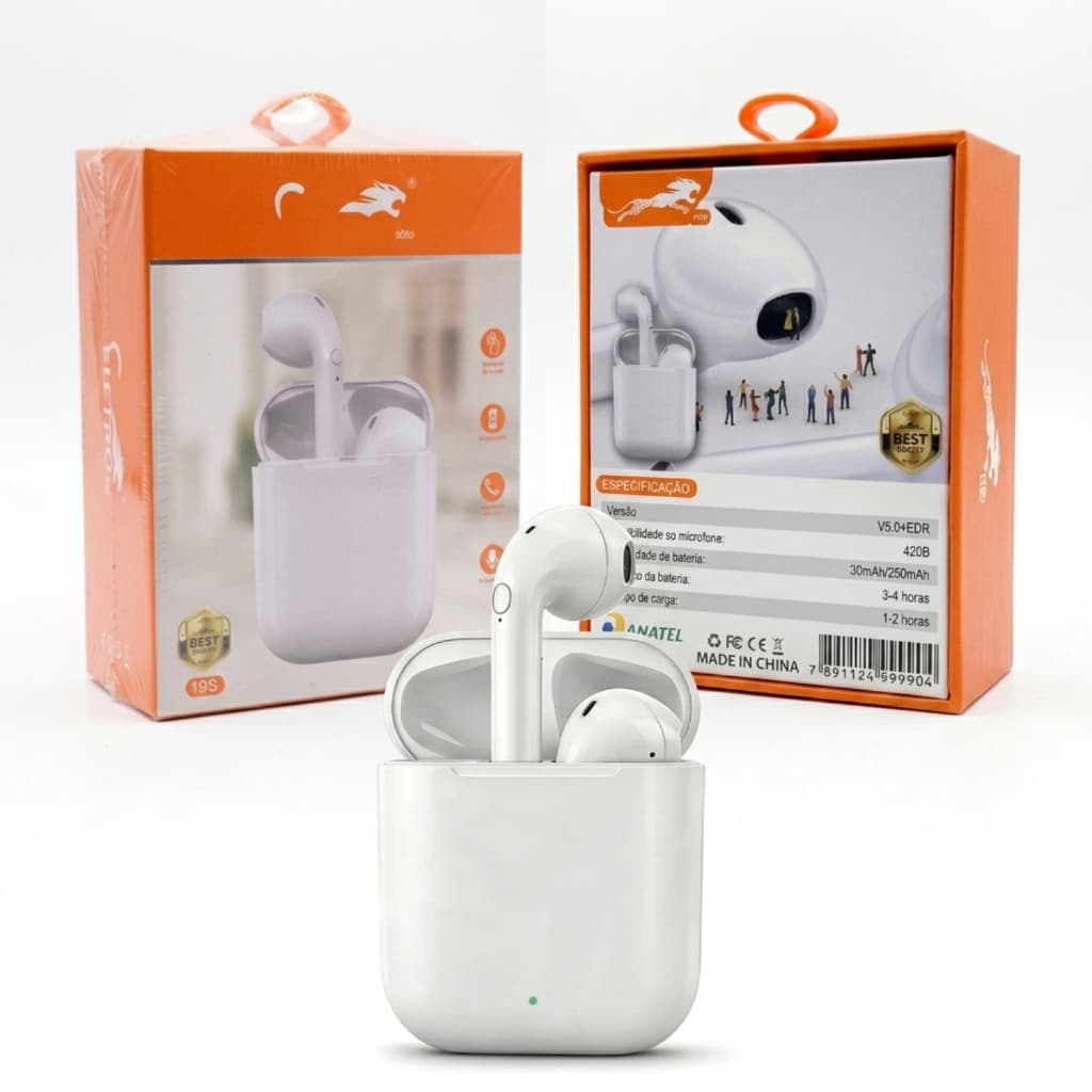 Fone de Ouvido Bluetooth Eletro i9S Sem Fio com Microfone e Estojo Carregador