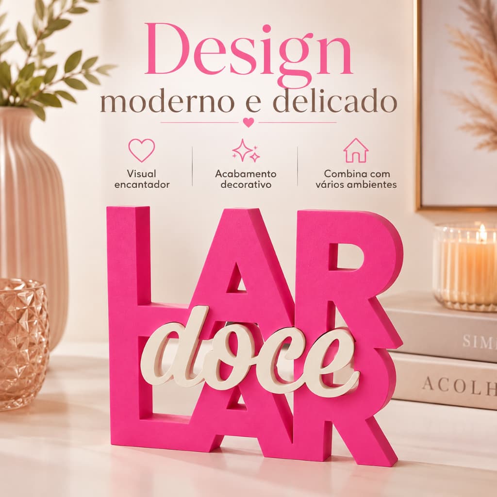 Placa Lar Doce Decorativa Enfeite Casa Decoração Sala Estante Mesa Presente Criativo Casa Moderna