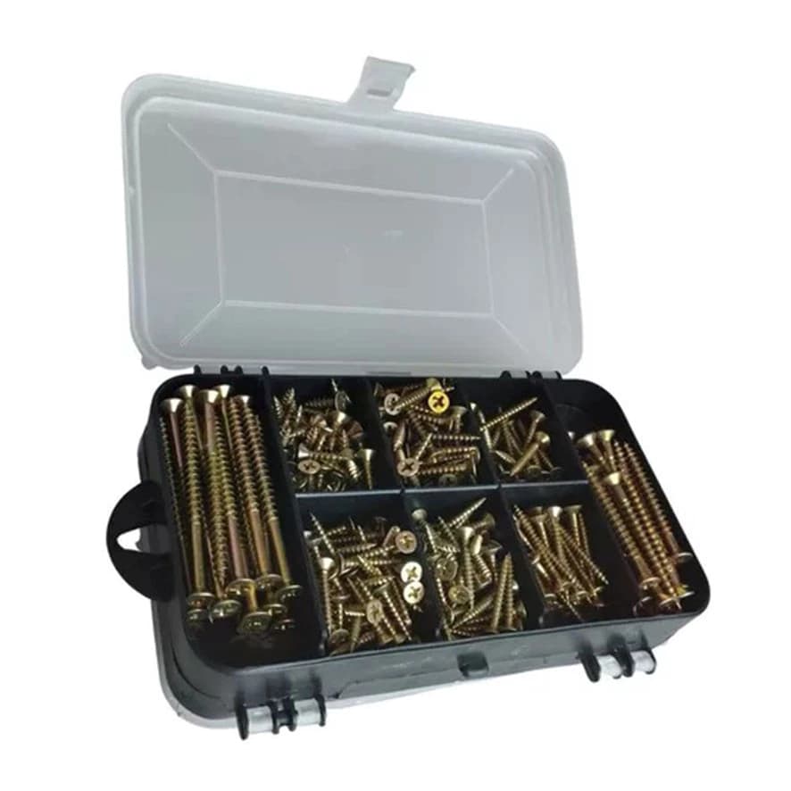Kit Combo 300/500 Peças Parafusos Chipboard Philips e Buchas, com ou sem Estojo Organizador