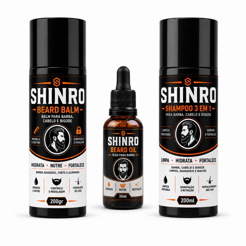 Kit Para Barba Shampoo 3 em 1 Balm e Óleo 30ml Escolha o volume que deseja