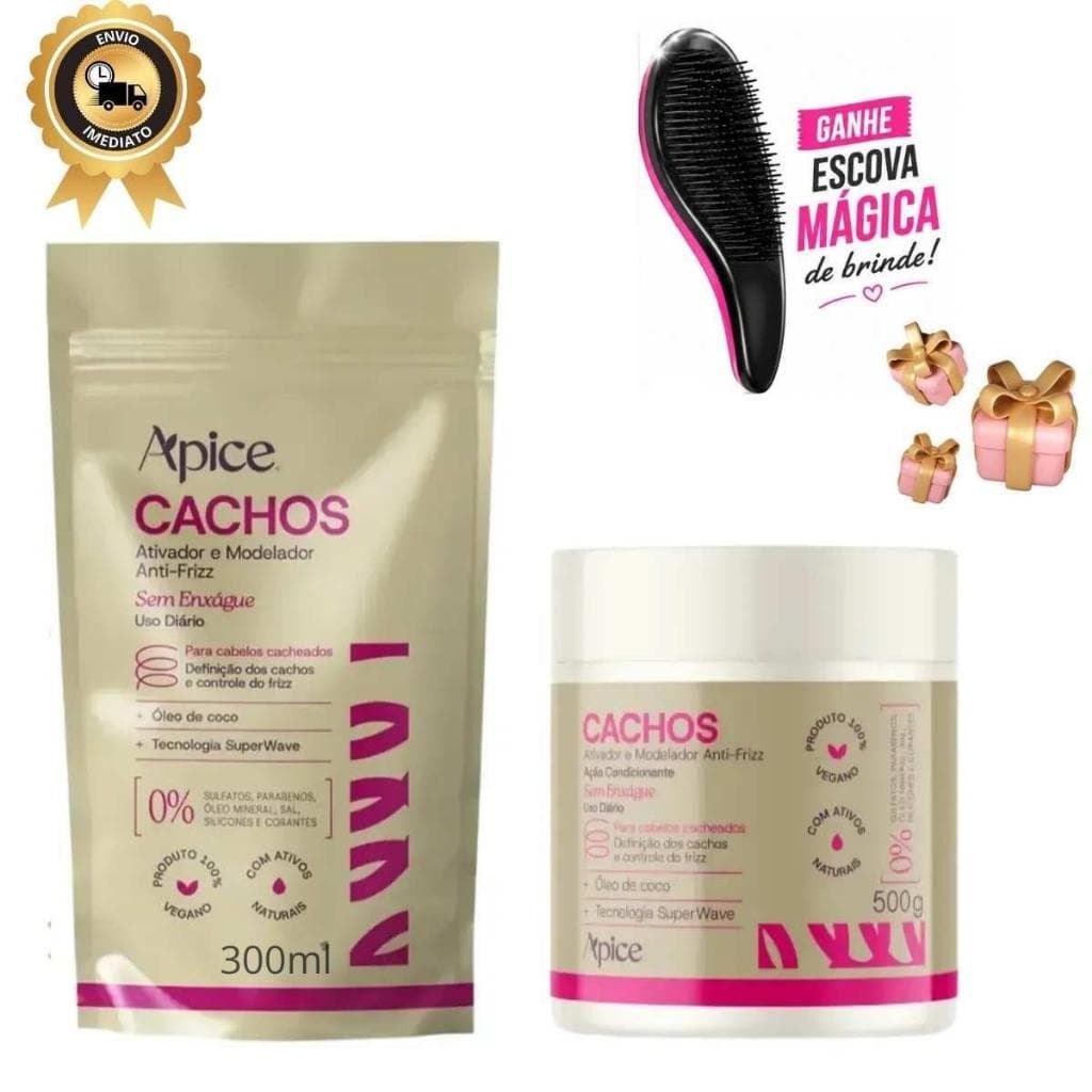 Kit Ativador e Modelador De Cachos Anti-Frizz 500g + Refil Economico 300ml