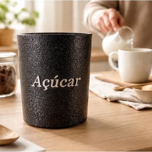 Pote Para Açúcar Texturizado Preto 1kg Exclusivo Anny Shop