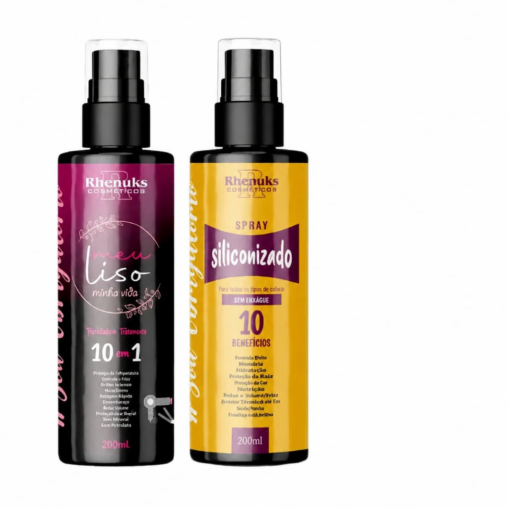 Protetor Térmico Meu Liso Minha Vida 10 em 1 ou Spray Siliconizado 10 Benefícios Rhenuks 200 ml – 1 Unidade
