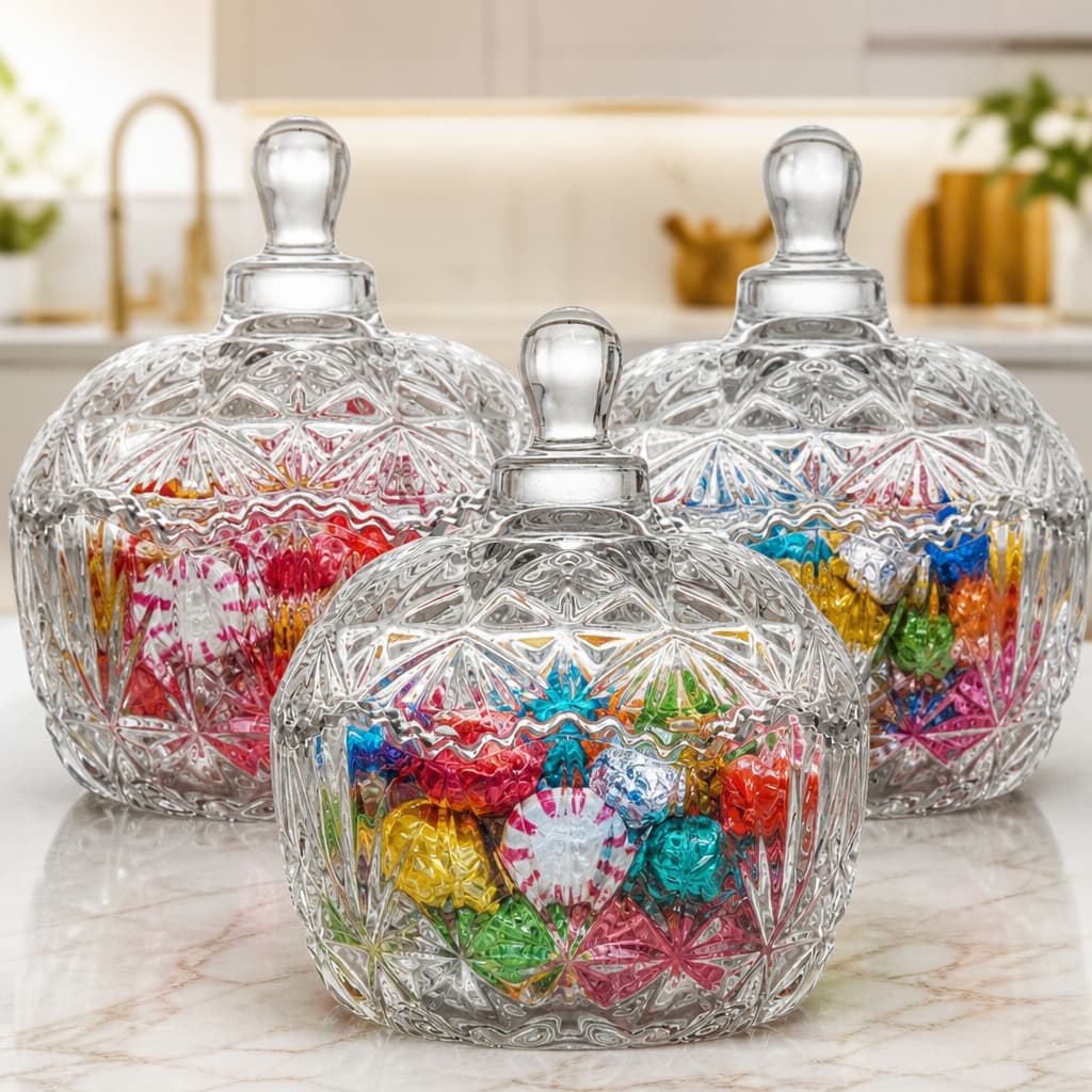 Potiche De Vidro Com Tampa Bomboniere Royal Para Doces Casamentos Festas e Eventos Serve Como Centro De Mesa