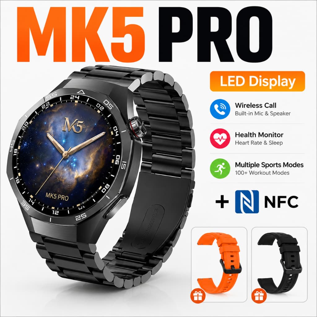 Smartwatch MK5 Pro Masculino NFC Chamada Bluetooth Tela HD 1,52 Monitor Cardíaco Sono