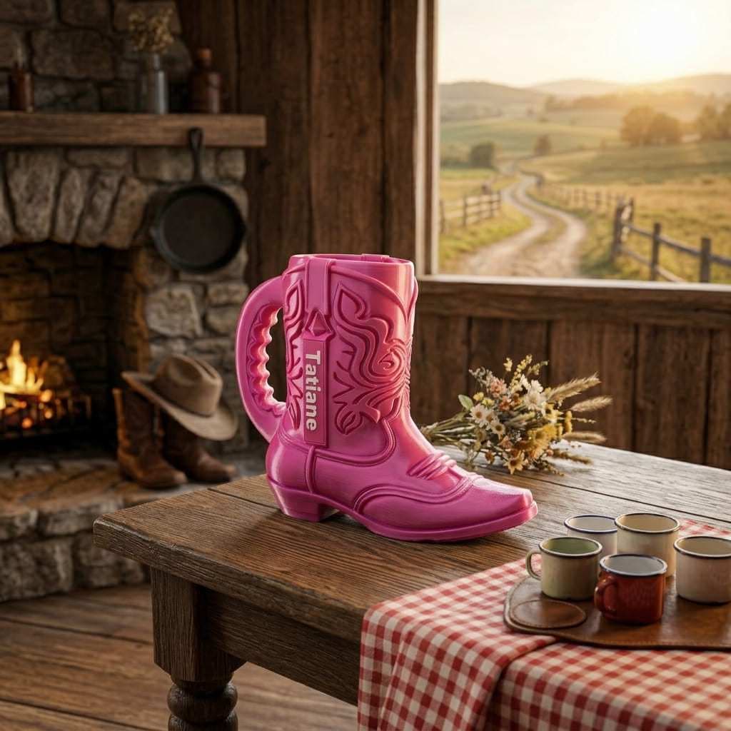 Caneca Porta Lata Bota Country Personalizada Nome + Chaveiro Chapéu Abre Latas Boiadeira Cowgirl Presente Couboy