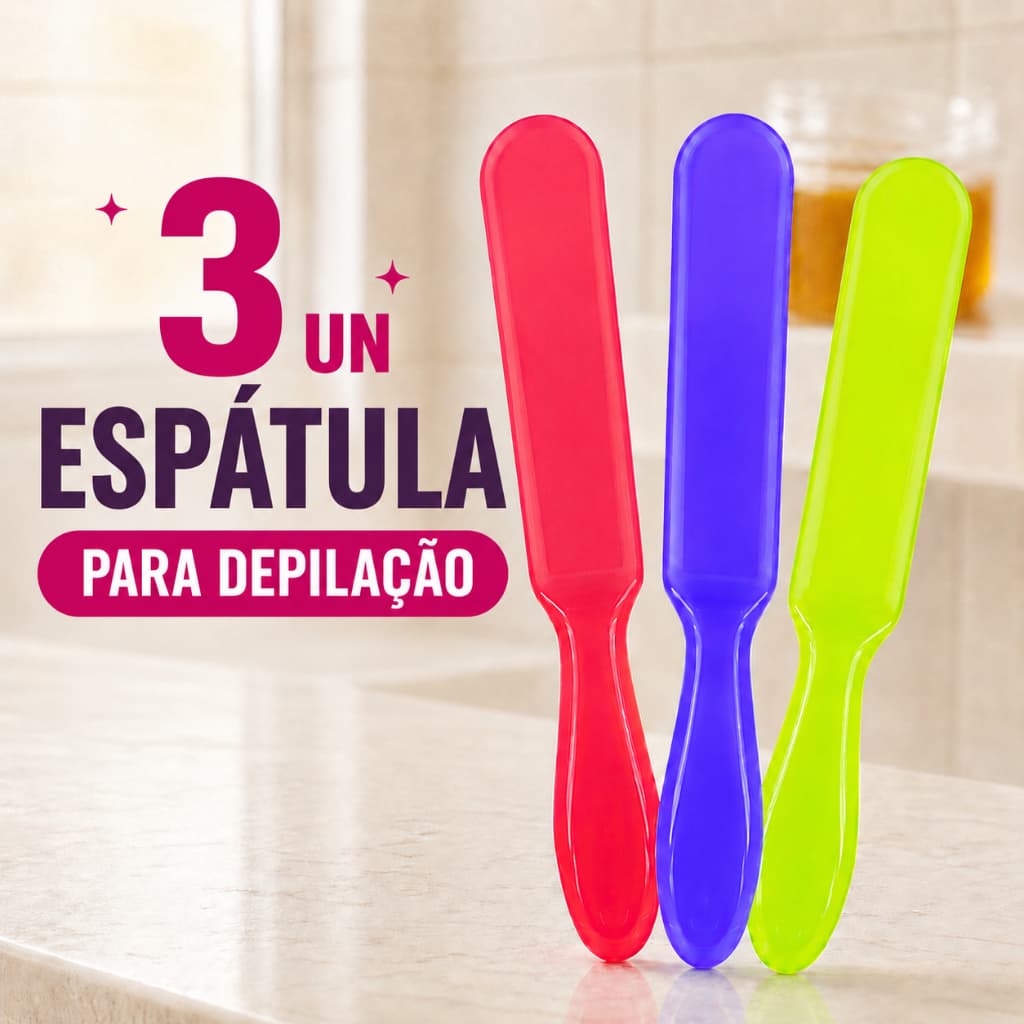 Kit 3 Espátulas Plásticas Para Cera Depilatória Cremes Cores Aleatórias - Reutilizável Resistente e Econômica