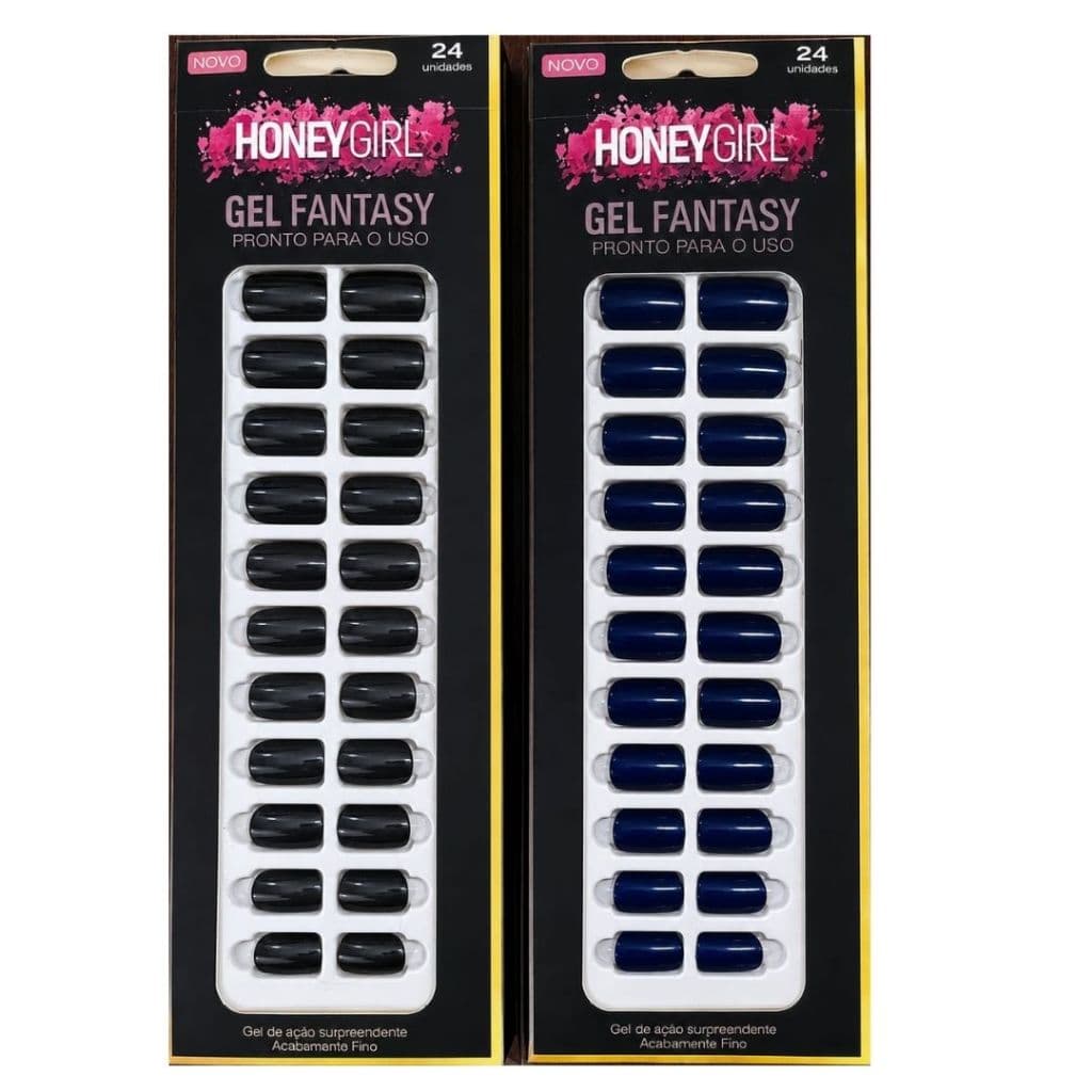 Kit Com 24 Unhas Importadas Adesivas Autocolantes Gel Fantasy Honey Girl Sortidas Revenda.