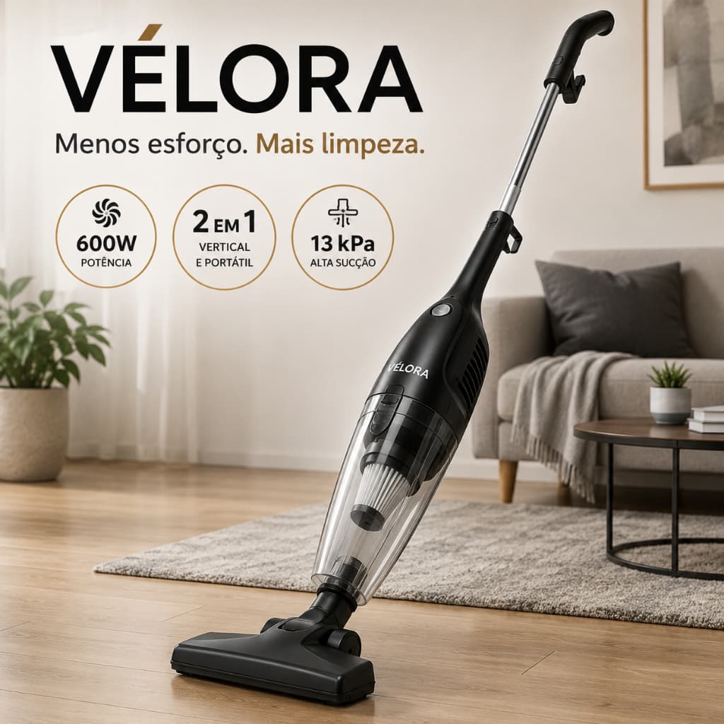 Aspirador VÉLORA Poeira Eletrico Portatil Vertical Potente 2 Em 1 Com Fio 220v