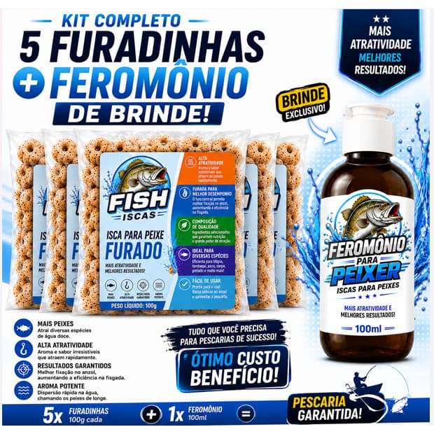 Kit 5 Ração Para Pesca + Feromônio Atrativo Grátis Tilápia Tambaquio Furadinha P