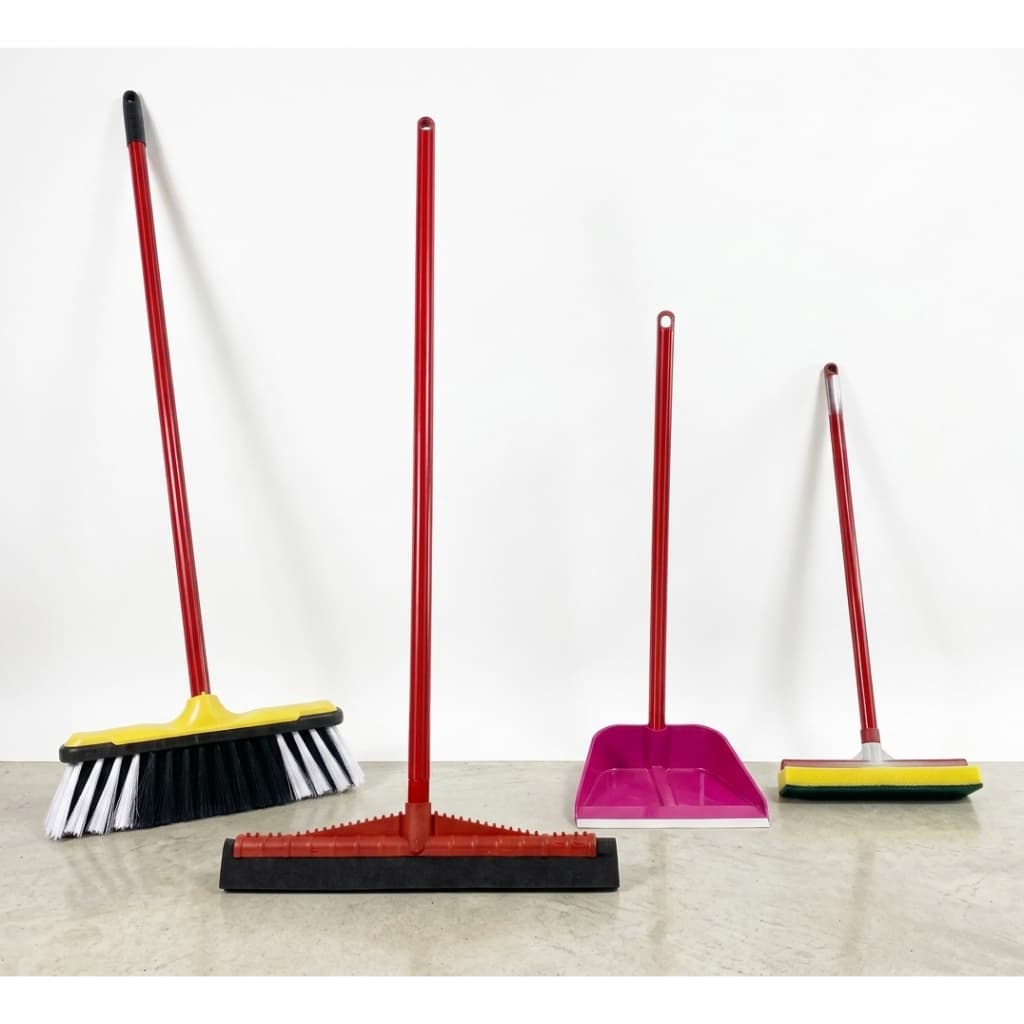 Kit Limpeza Completo 4 Peças Vassoura + Rodo + Pá + Lava Azulejo Esfregão Com Cabo Resistente Envio Rápido