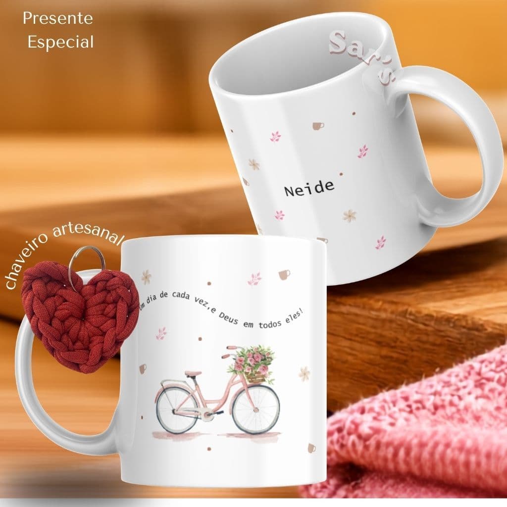 Caneca Personalizada Gospel + chaveiro coração + caixa para presente - Xícara Porcelana 325ml