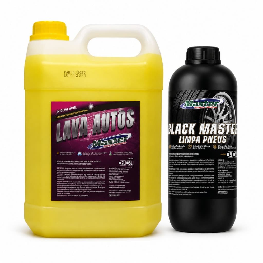 Kit Shampoo Lava Autos 5 Litros + Pretinho Black Master 1 Litro Lavagem Automotiva Lava Jato
