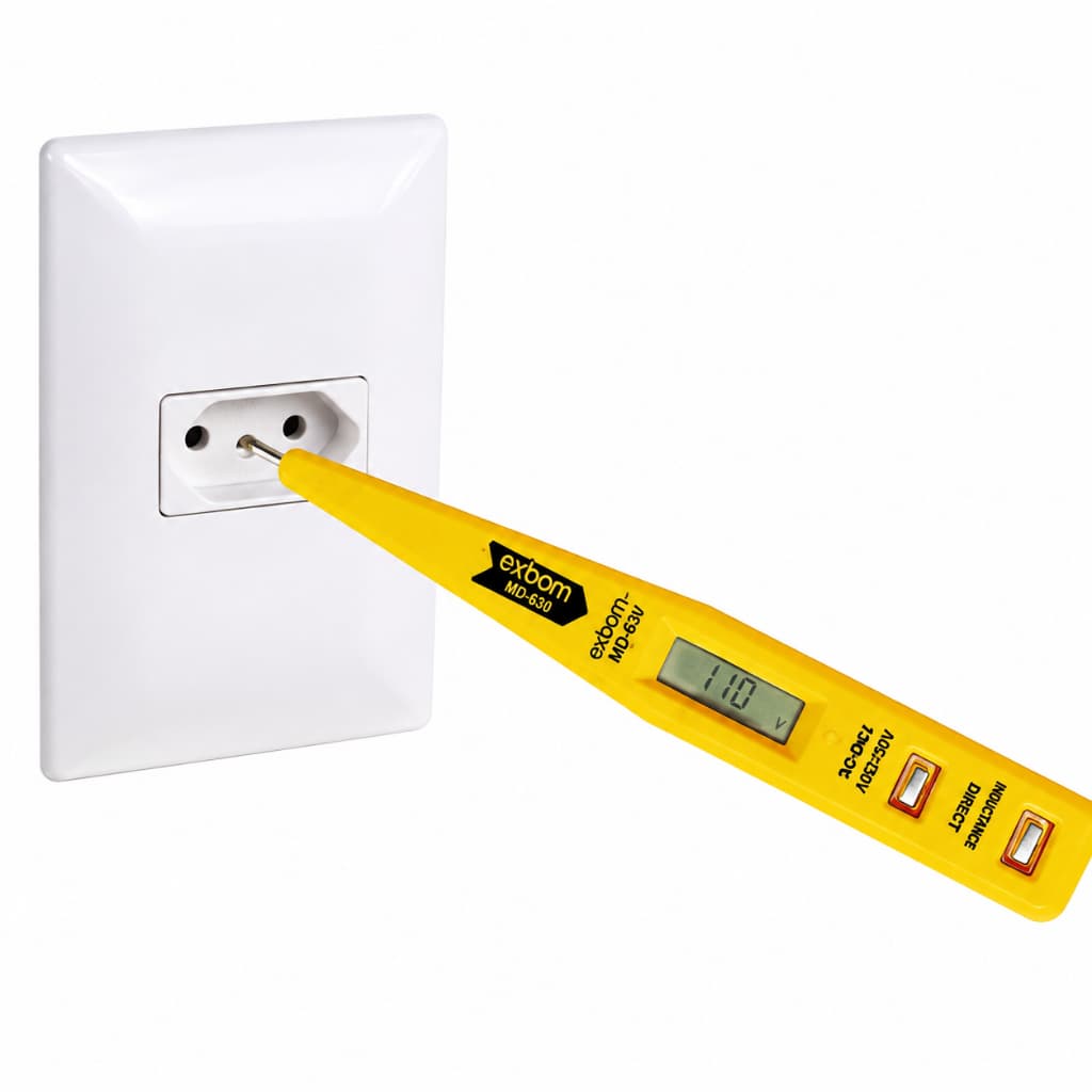Caneta Teste Digital Fertak 12~250V Detector de Tensão AC/DC Identifica Fase Tomada Energia
