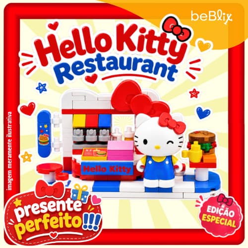 Bloco tipo LEGO Miniatura HELLO KITTY Restaurant Series Sanrio Brinquedo de Menina Presente Coleção 6 Anos
