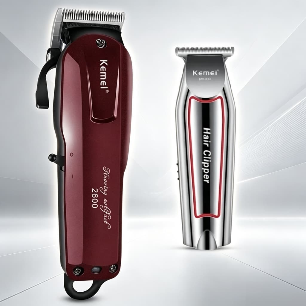 Kit 2 Máquina Profissional De Cortar Cabelo Kemei KM-2600 E Máquina De Acabamento Kemei KM-032