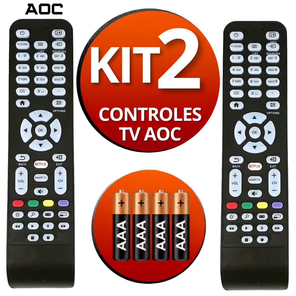 Controle Remoto Televisão AOC Compatível com todas Smart TV LED LCD Com Pilhas | Envio Imediato