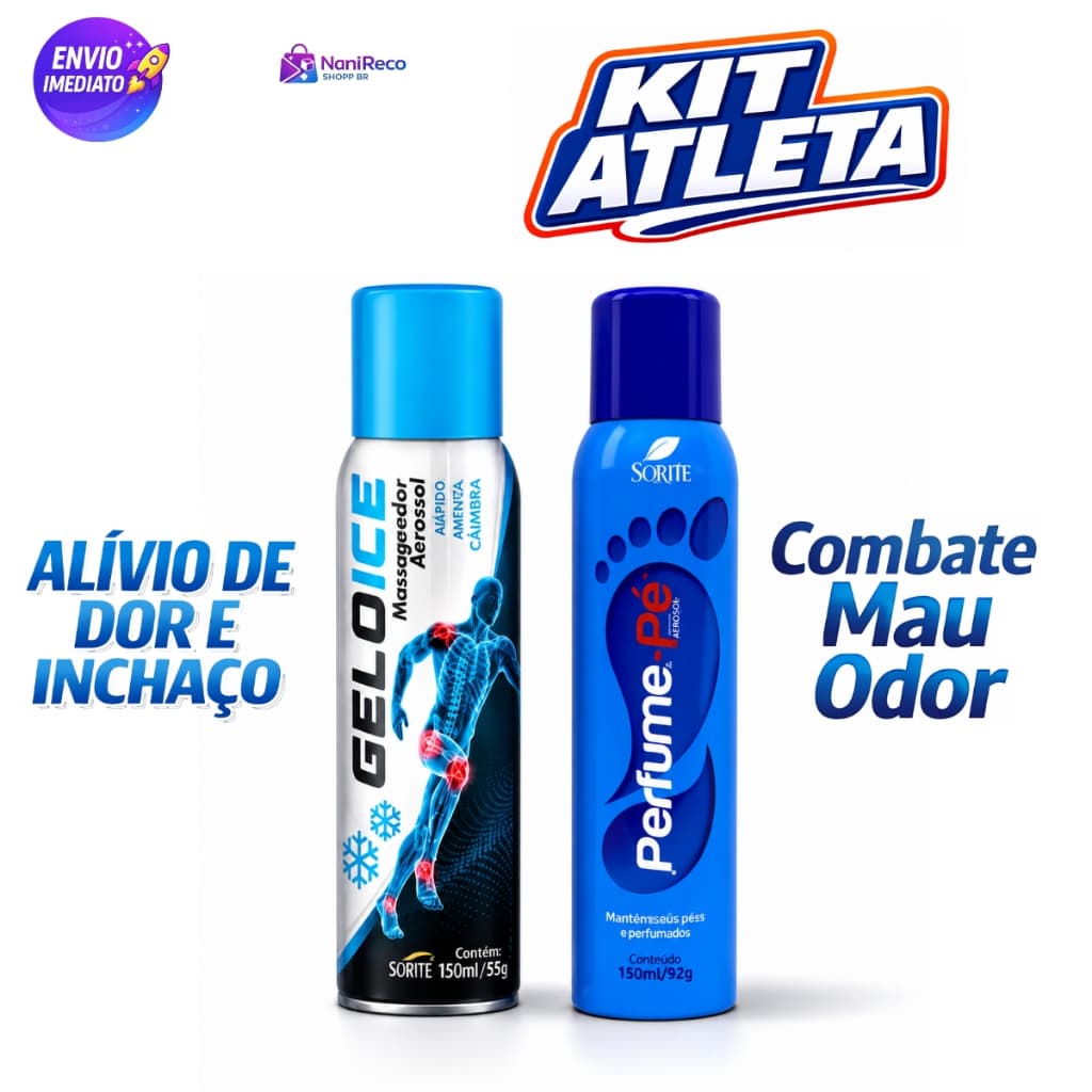 Kit Atleta Gelol Ice + Perfume Pé 150ml Alívio para Dores Musculares e Combate ao Mau Odor