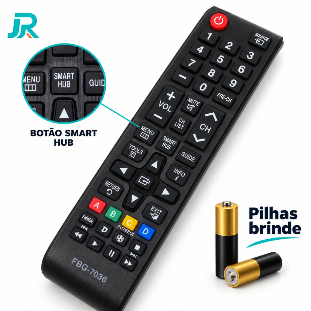 Controle Remoto Compatível com Samsung Smart TV Smart Hub + 2 Pilhas