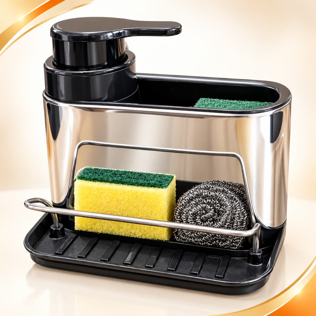 Dispenser Organizador Suporte Esponja Pia Cozinha Acessorios Aco Inox