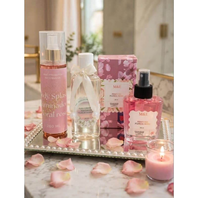 kIT PERFUME FEMININO FLORAL ROSÉ 100 ML+ ÓLEO CORPORAL 140 ML + BODY SPLASH FLORAL ROSÉ 250 ML