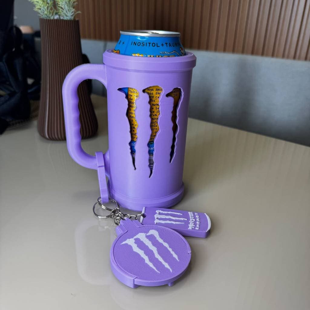 Porta Latas Para Bebidas + Conjunto de Chaveiros Abridor de Latas Tampa Para Lata