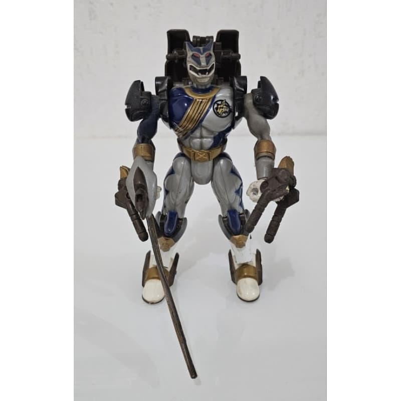 Boneco Power Rangers Wild Force Lunar Wolf Ranger Gao Silver Bandai 2001