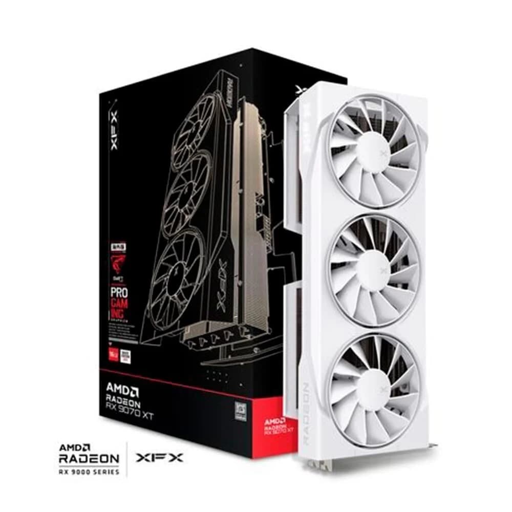 Placa de Vídeo XFX Swift RX 9070 XT WHITE TRIPLE FAN GAMING EDITION WITH AMD Radeon, 16GB, GDDR6, HDMI 3xDP, RDNA 4 - RX