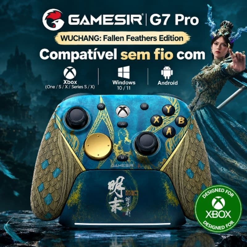 Controle Gamesir G7 PRO Wuchang Fallen Feathers, Xbox/Android e PC, licenciado sem fio no Xbox, dock de carregamento.