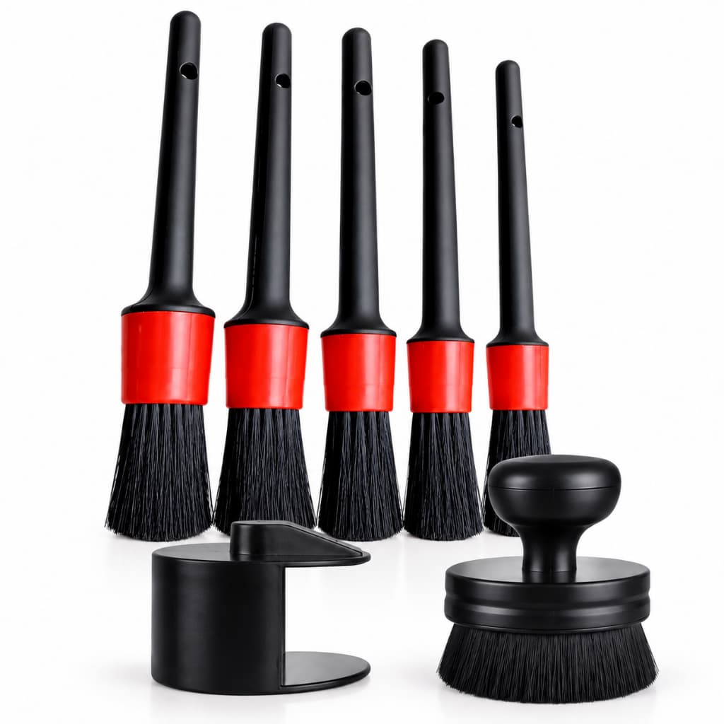 Kit 5 Pinceis + Aplicador de Pretinho Automotivo Carro Moto