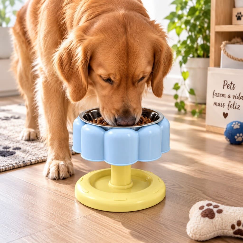 Comedouro Elevado Anti-Formiga Desmontável Cães Gatos Tigela Inox Ração Água Base Alta Pet Ajustável