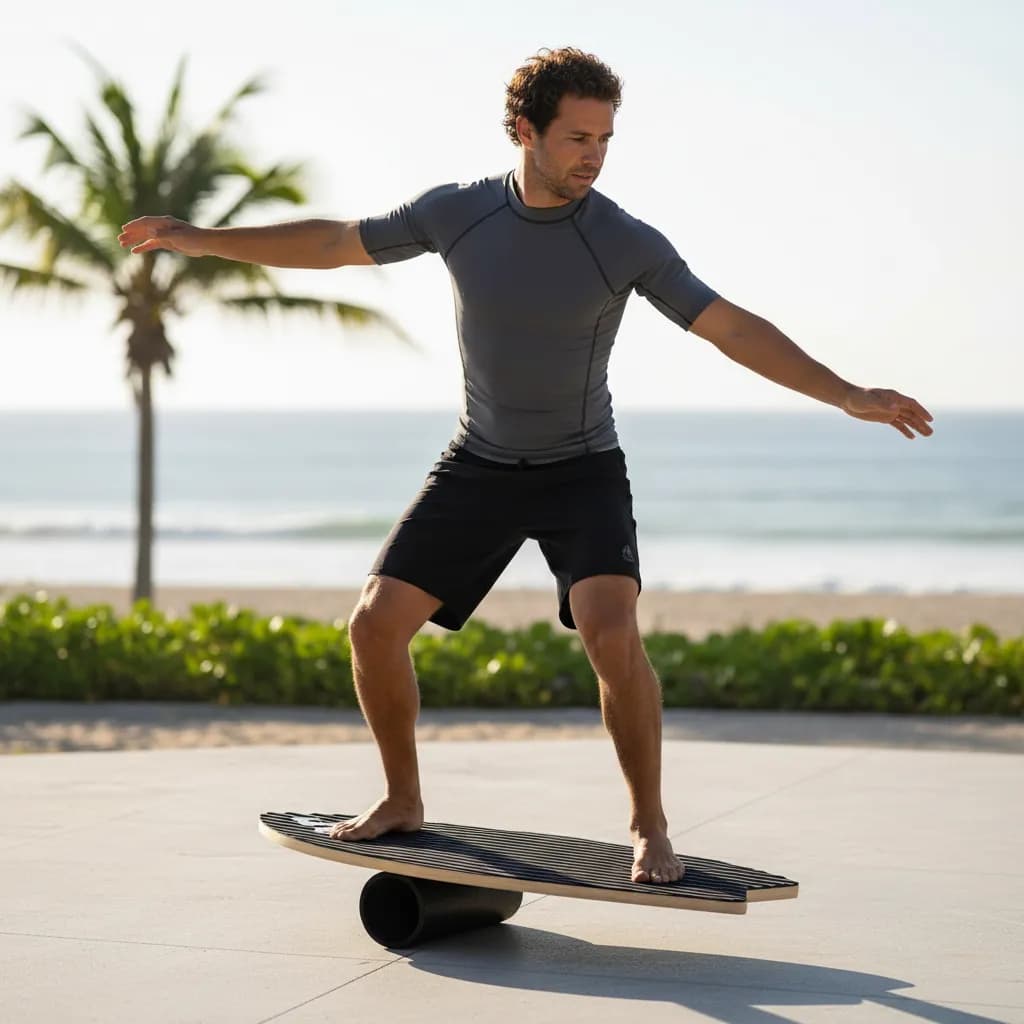 Prancha de Equilíbrio com Deck Antiderrapante Simulador Surf Funcional Balance Board Fisioterapia