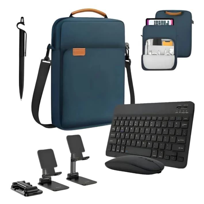 Kit Bolsa + Teclado + Suporte + Caneta P/redmi Pad 2 Azul-marinho