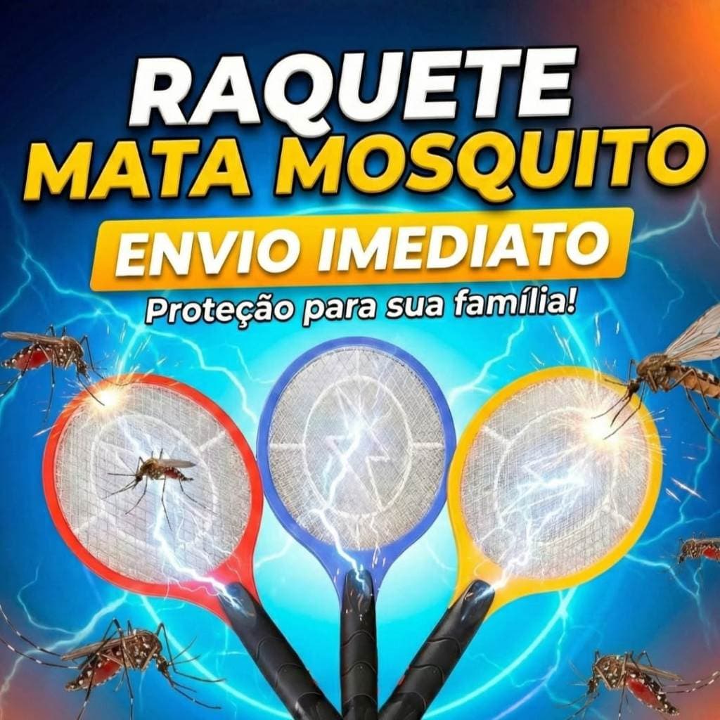 Raquete Elétrica Mata Mosquito Dengue Insetos Recarregável - (Cores Sortidas)