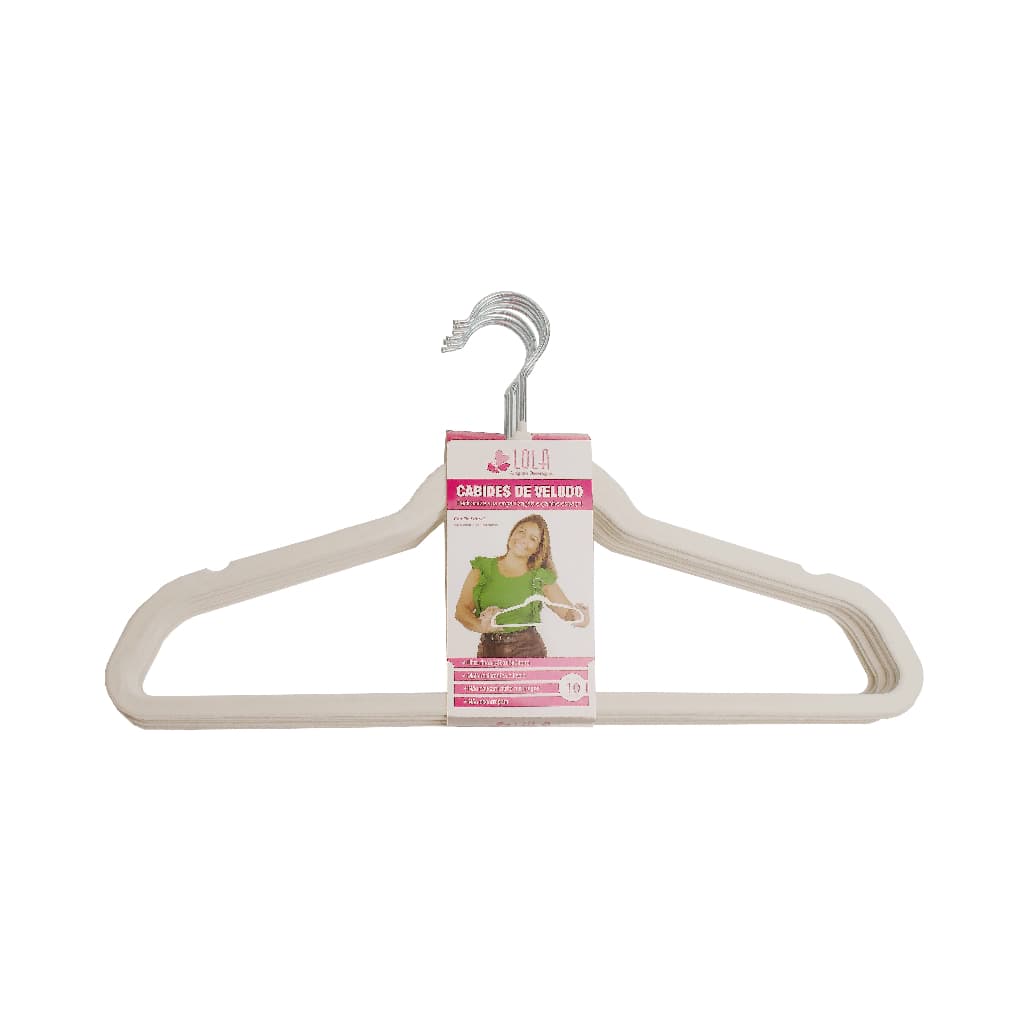Cabides de Veludo Bege Slim Antideslizante