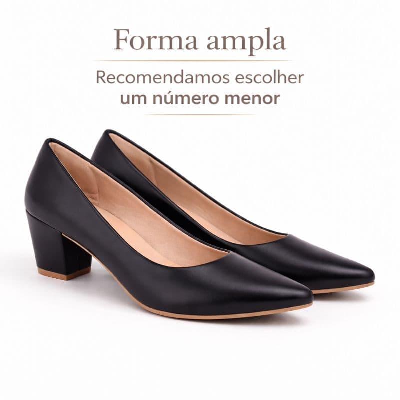 Scarpin Feminino Sapato Social Formal Mulher Salto Baixo Bloco Bico Fino