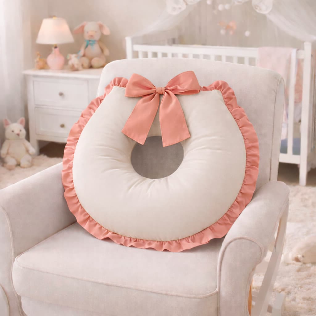 Almofada Amamentação Com Capa Estampa Lisa Promoção Rose Menina Babado