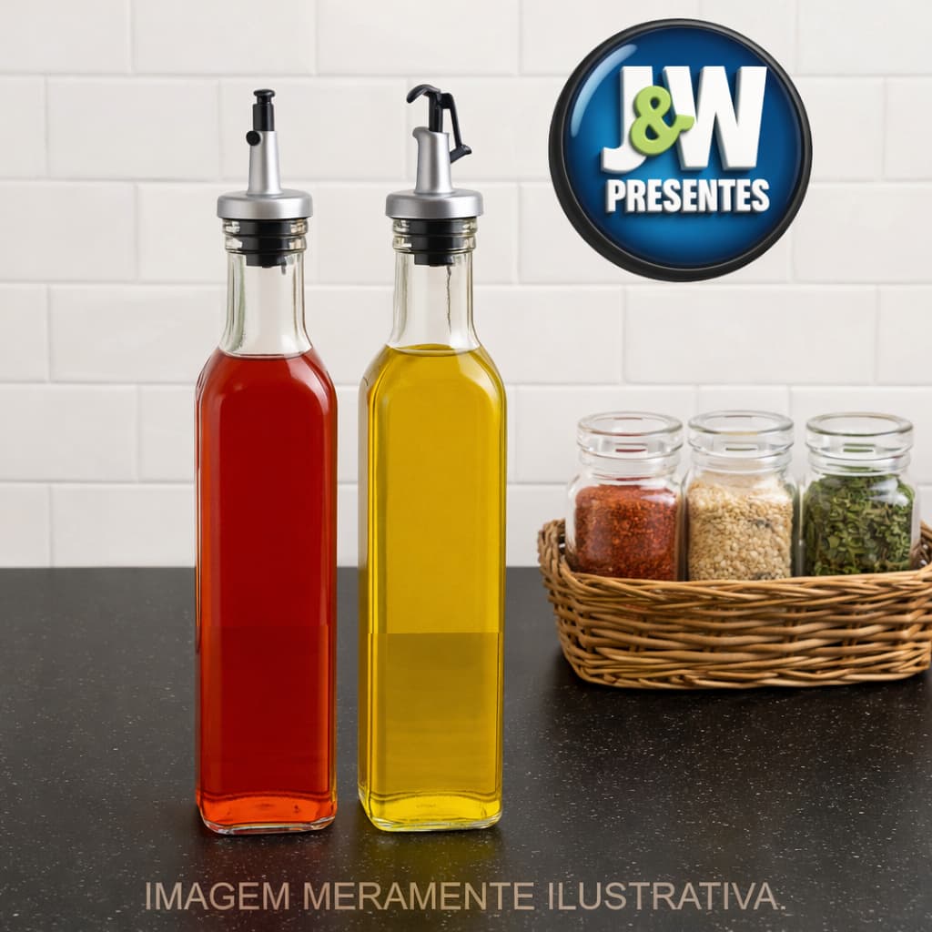 Galheteiro Dosador kit 2 PÇAS Vidro 500ml Porta Azeite Vinagre Utensílios De Cozinha