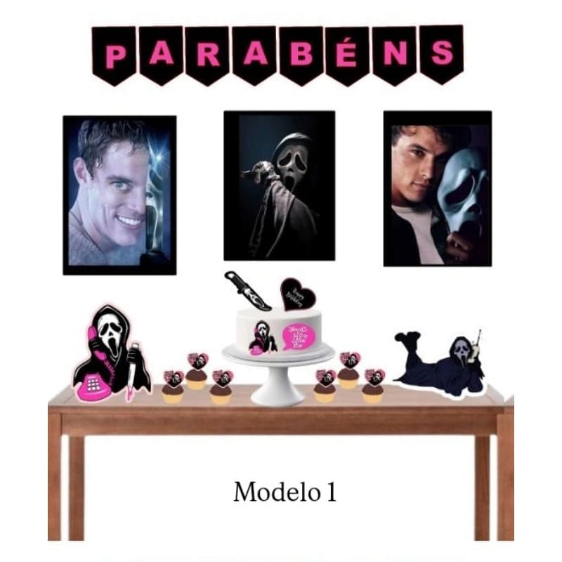 6 modelos kit Festa Pânico - Kit só um bolinho p/ os apaixonados por filme de Terror / Hallowem - personalizado  Scream