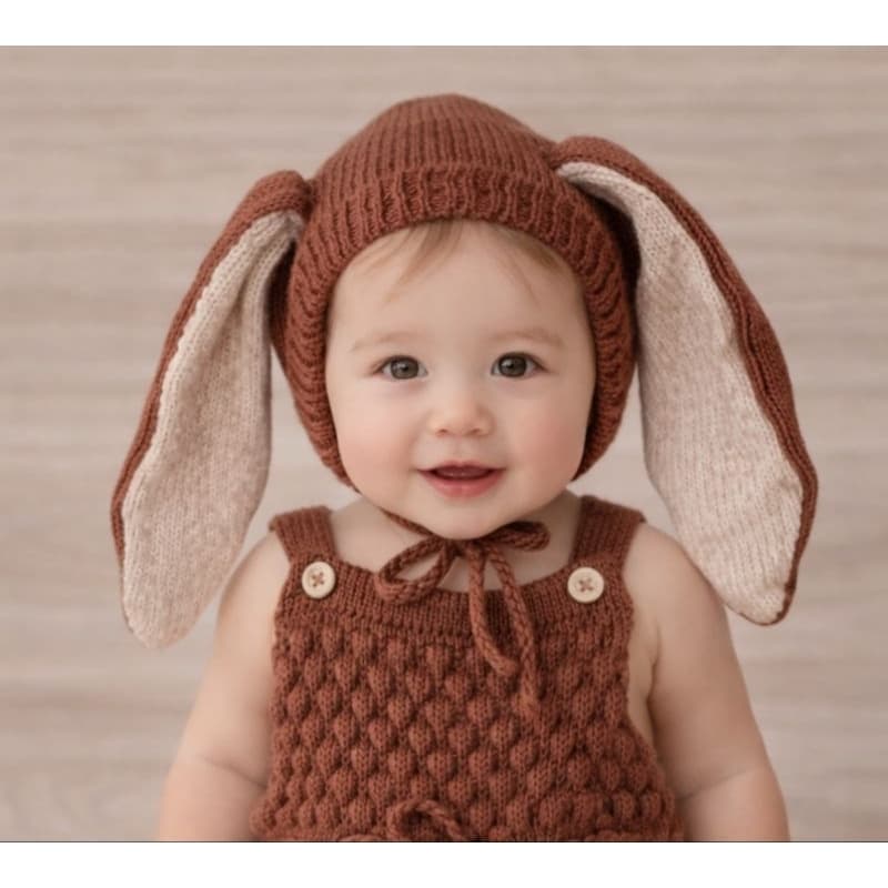 ✨ Touca Coelhinho Newborn em Tricô | Prop para Fotografia de Bebê ✨