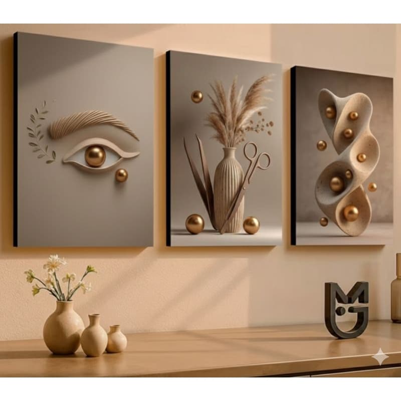 Kit 3 quadros Decorativos arte moderna design de sobrancelhas Studio de beleza sem moldura
