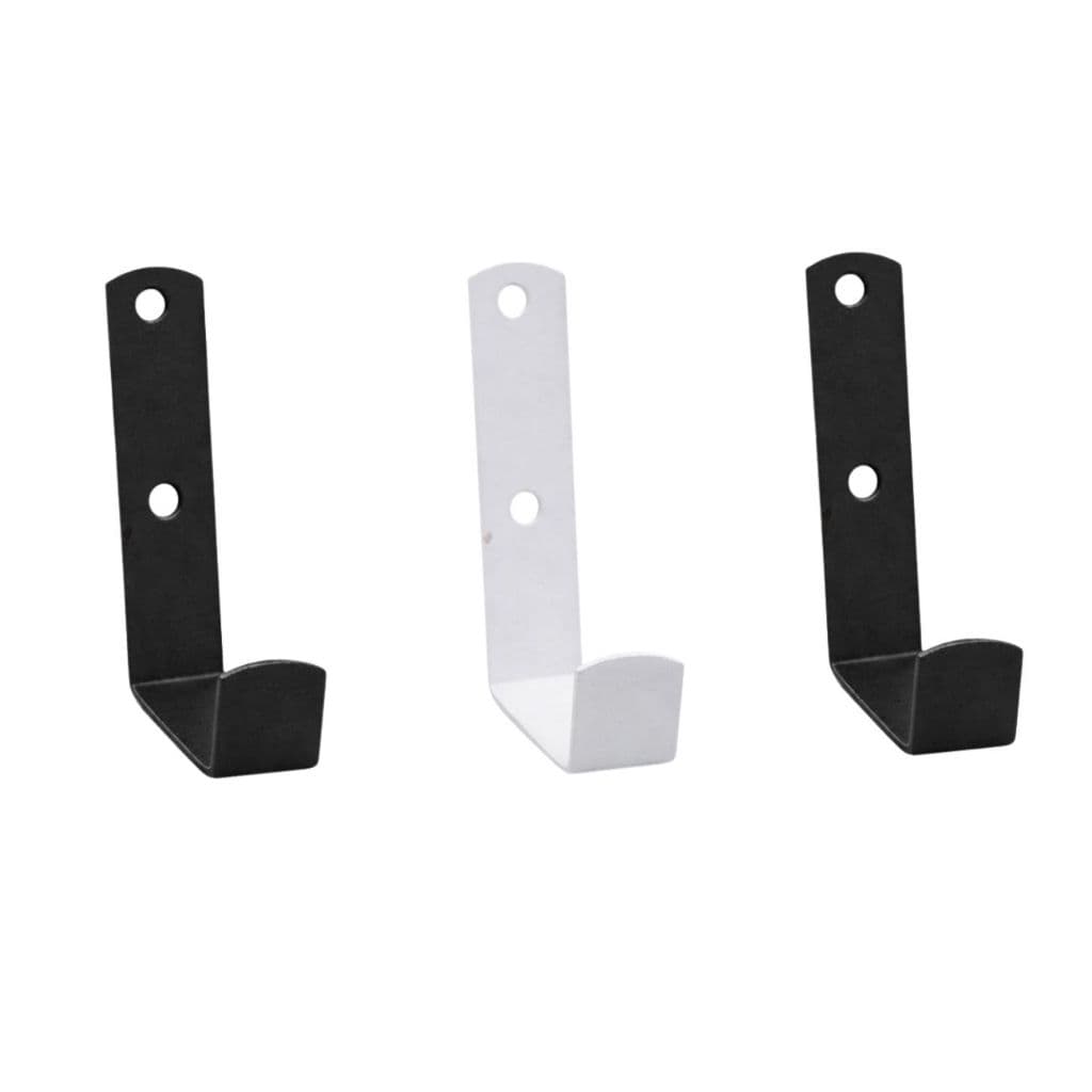 Kit 03 Gancho Cabideiro Multiuso Branco e Preto Aço Carbono Suporta Até 5KG