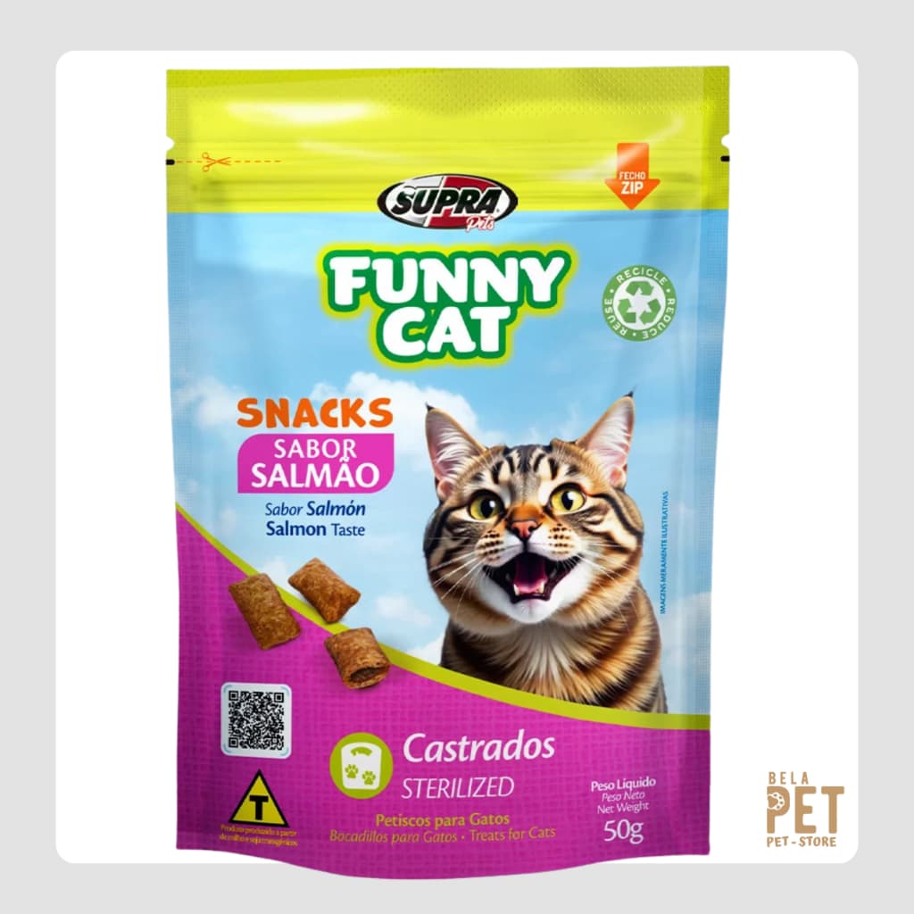 Petisco Funny Cat - Petisco Para Gatos - Sabor Salmão