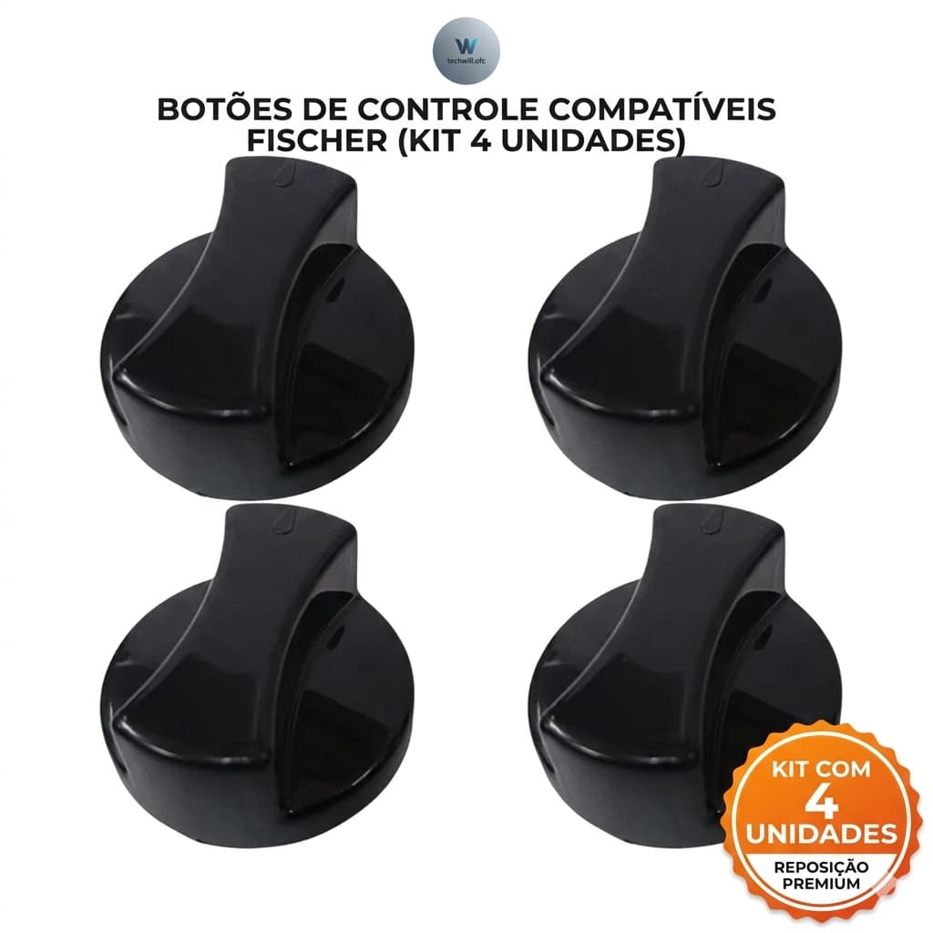 Kit Botão Cooktop Fischer 4 Bocas Original 4 Manipuladores Fogão de Mesa