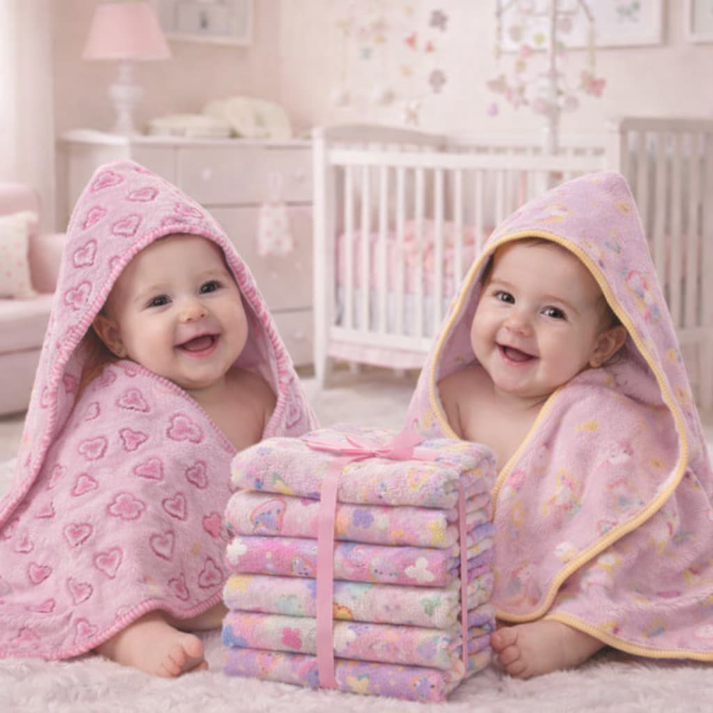 Toalha Bebe com Capuz Kit 2 Unidades Super Macia Forro Fralda Fleece 100% Algodão